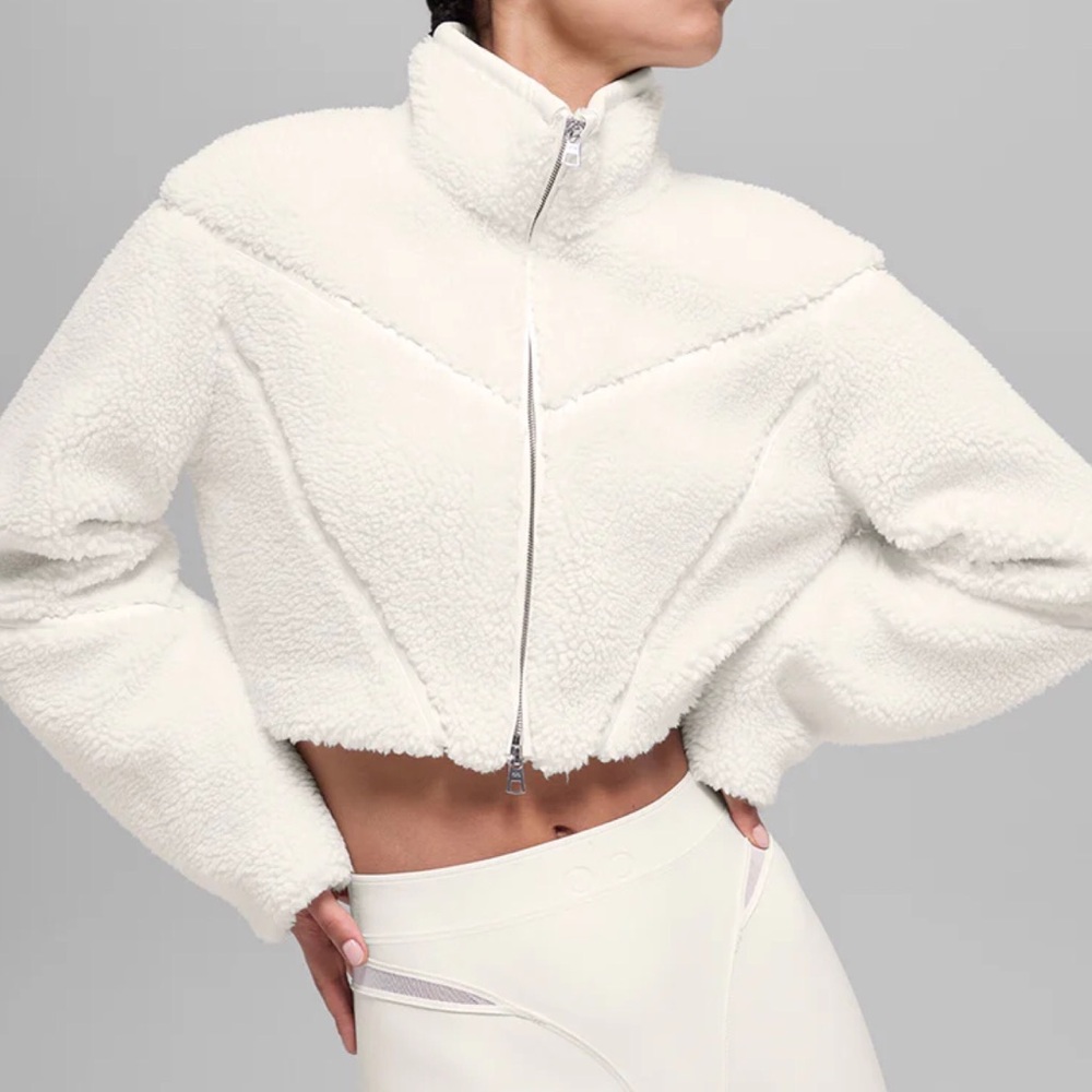 Alo Yoga Sherpa Cropped Slope Side Jacket Ivory S